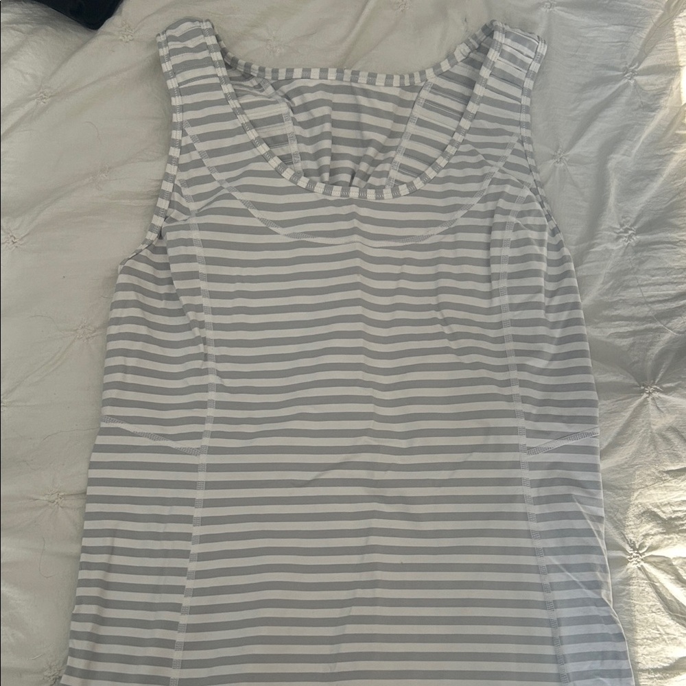 Lululemon Gray and White Striped Tank Top